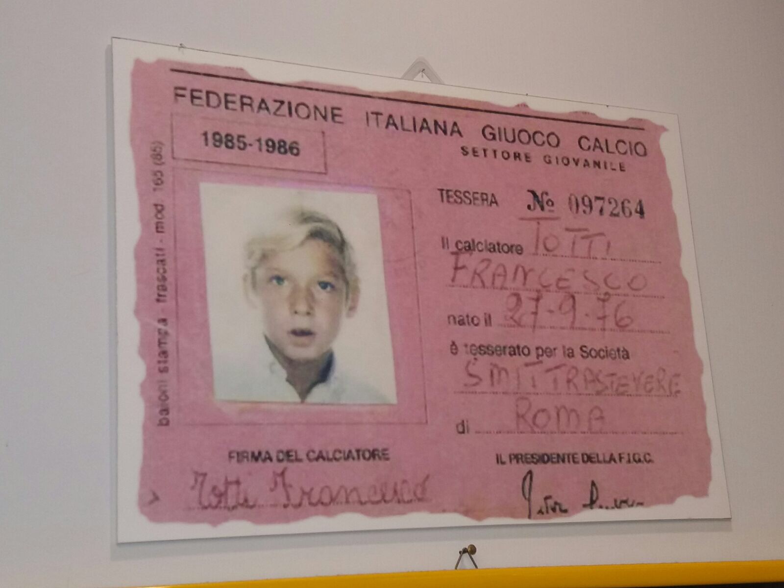 tessera figc di Francesco Totti